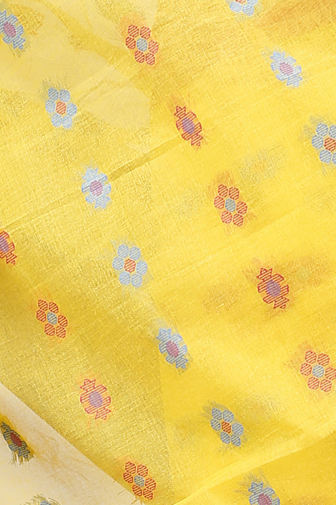 Yellow Pure Cotton Dui_Has Tant Saree (870)